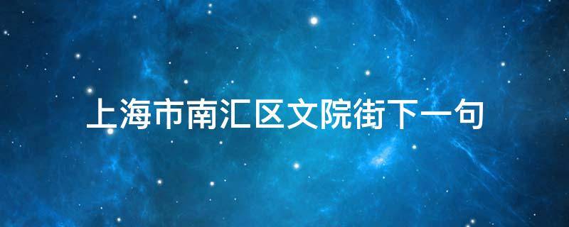 上海市南汇区文院街下一句（上海市南汇区文院街 你要说 我也是）