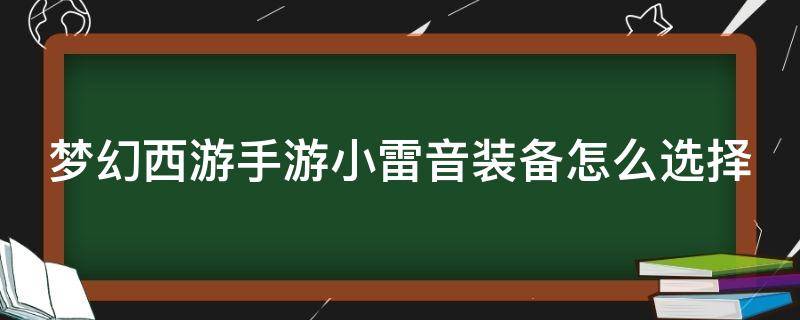 梦幻西游手游小雷音装备怎么选择 梦幻西游手游小雷音装备攻略