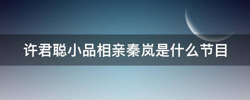 许君聪小品相亲秦岚是什么节目 许君聪爆笑相亲秦岚剧本