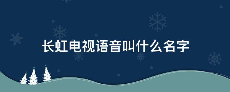 长虹电视语音叫什么名字 长虹电视的语音叫什么