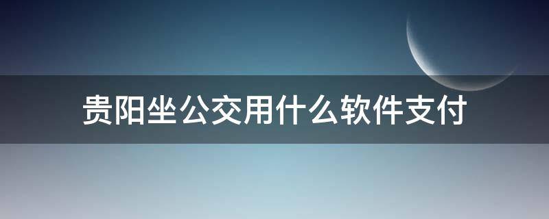 贵阳坐公交用什么软件支付 贵阳坐公交用什么软件支付?苹果手机