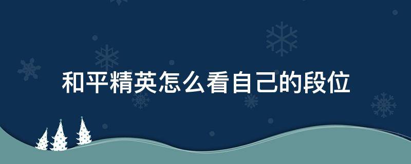 和平精英怎么看自己的段位（和平精英怎么看自己的段位还差多少经验）