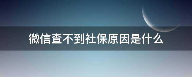 微信查不到社保原因是什么（为什么微信里查不了社保）