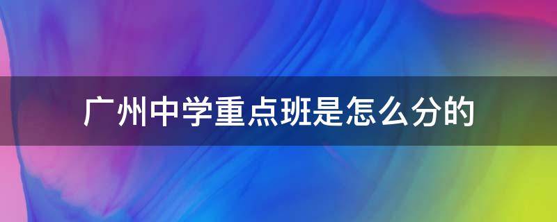 广州中学重点班是怎么分的（广州中学重点班是几班）