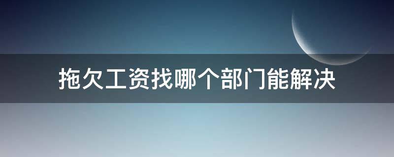 拖欠工资找哪个部门能解决（工资被拖欠找哪个部门）