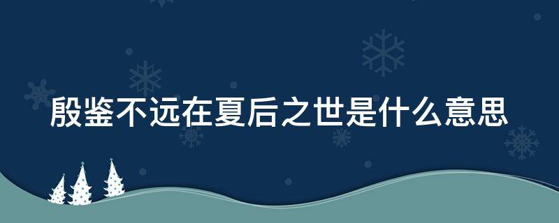 殷鉴不远在夏后之世是什么意思 殷鉴不远 释义