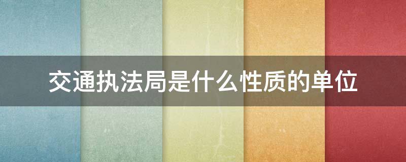 交通执法局是什么性质的单位（交通执法是交通局下属单位吗）