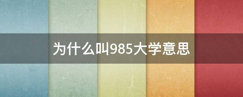 为什么叫985大学意思 985大学是什么意思为什么叫985大学