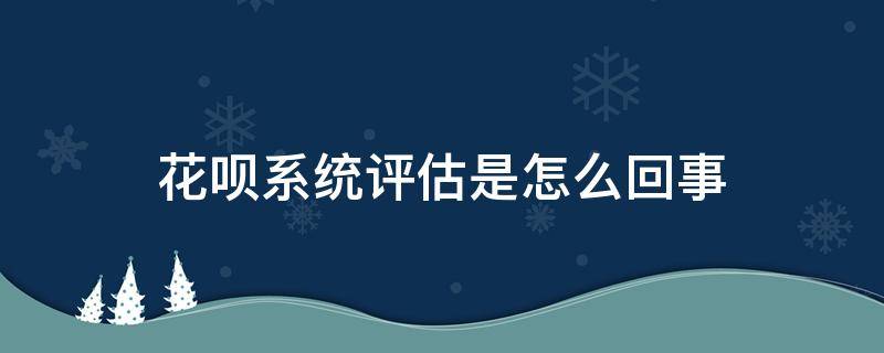 花呗系统评估是怎么回事 花呗系统评估正常吗