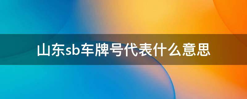 山东sb车牌号代表什么意思 山东车牌sb开头啥意思