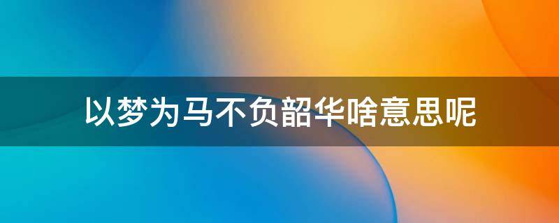 以梦为马不负韶华啥意思呢（以梦为马,不负韶华什么意思）