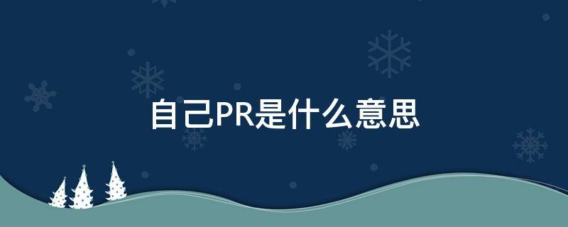 自己PR是什么意思 自己pr是什么意思 英语