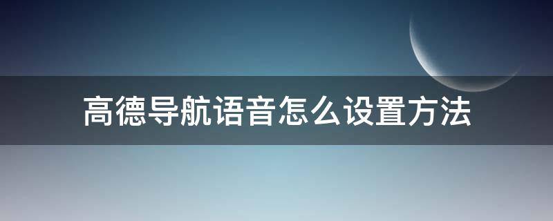 高德导航语音怎么设置方法 高德导航怎么设置语音功能