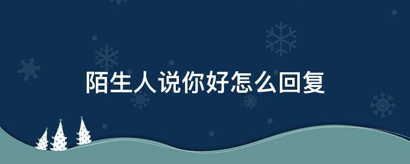 陌生人说你好怎么回复（陌生人说你好怎么回复对方）