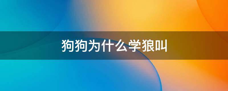 狗狗为什么学狼叫 狗狗为什么要学狼叫