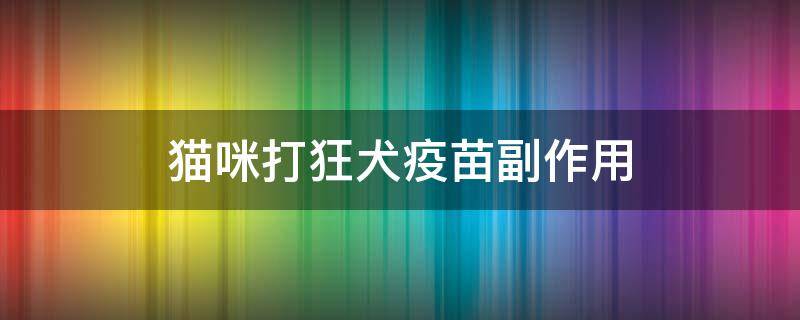 猫咪打狂犬疫苗副作用 宠物猫打狂犬疫苗的副作用