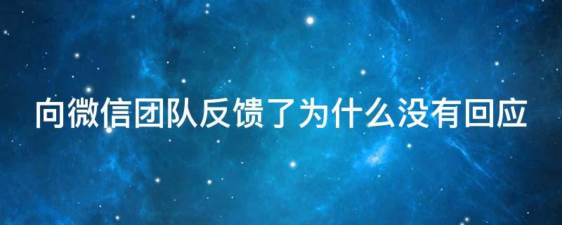 向微信团队反馈了为什么没有回应 微信团队的意见与反馈多久才能出结果?