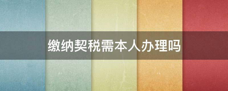 缴纳契税需本人办理吗 交契税需要本人去办理吗