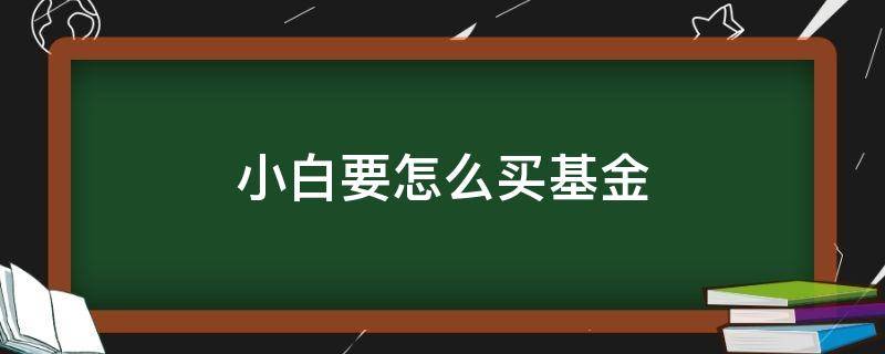 小白要怎么买基金（小白应该怎么买基金）