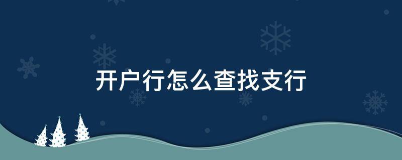 开户行怎么查找支行（如何查找银行开户支行）