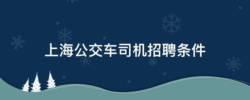 上海公交车司机招聘条件（上海市公交车司机招聘）