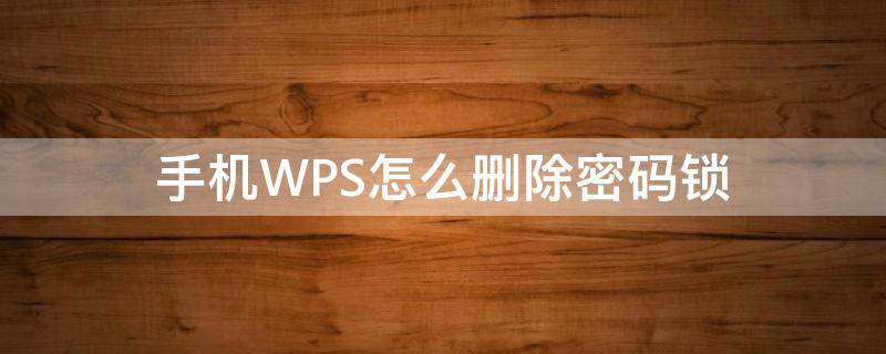 手机WPS怎么删除密码锁 手机wps怎么修改密码