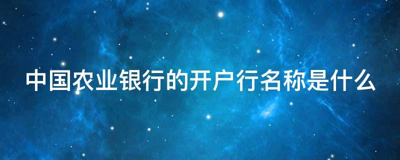 中国农业银行的开户行名称是什么（中国农业银行开户行是什么要怎么写）