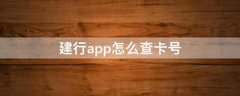 建行app怎么查卡号 建行App如何查询卡号