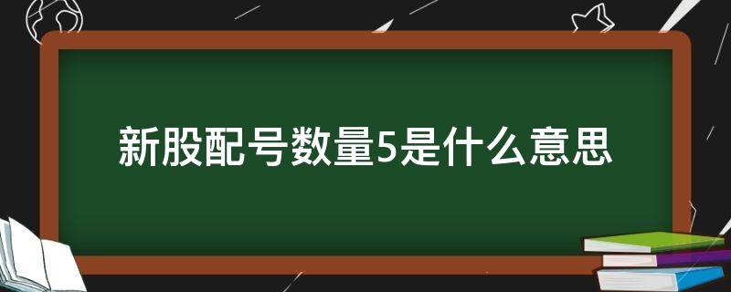 新股配号数量5是什么意思（什么叫新股配号数量）