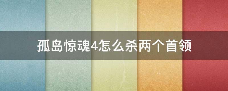 孤岛惊魂4怎么杀两个首领 孤岛惊魂4杀谁