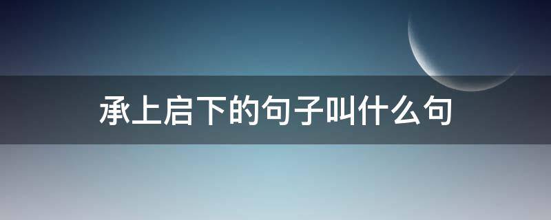 承上启下的句子叫什么句（承上启下的句子叫什么?）