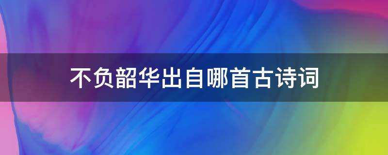 不负韶华出自哪首古诗词 不负韶华诗词的意思