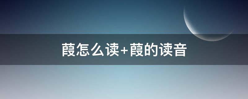 葭怎么读 薛怎么读 拼音