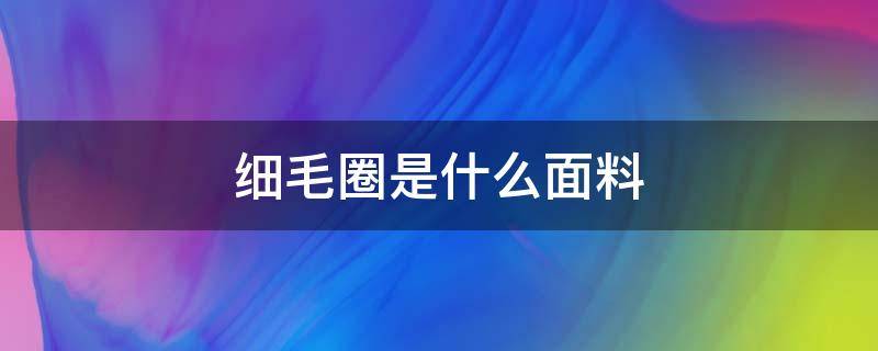 细毛圈是什么面料 小毛圈是什么面料