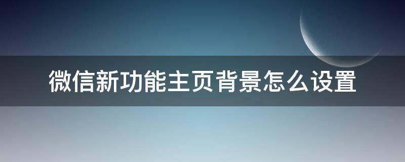 微信新功能主页背景怎么设置 微信新版本主页背景怎么设置