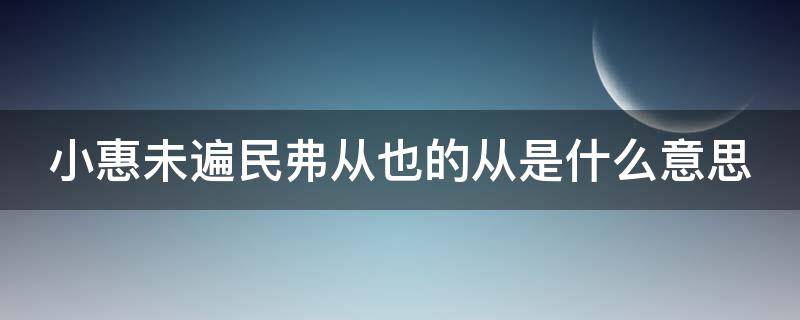 小惠未遍民弗从也的从是什么意思 小惠未遍民弗从也句式