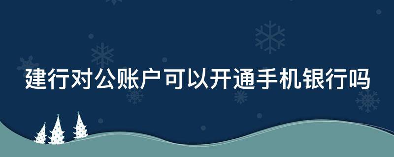 建行对公账户可以开通手机银行吗（建行对公账户可以开通手机银行吗）