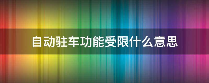 自动驻车功能受限什么意思（自动驻车功能受限制）