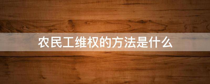 农民工维权的方法是什么（怎样维护农民工的合法权益）