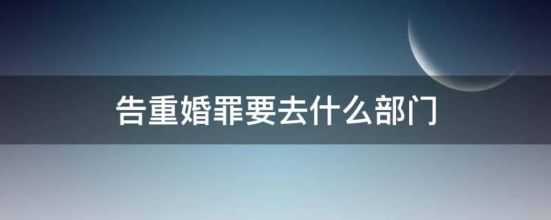 告重婚罪要去什么部门 去哪告重婚罪