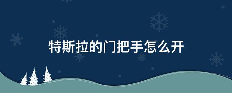 特斯拉的门把手怎么开 特斯拉没有车门把手怎么开门