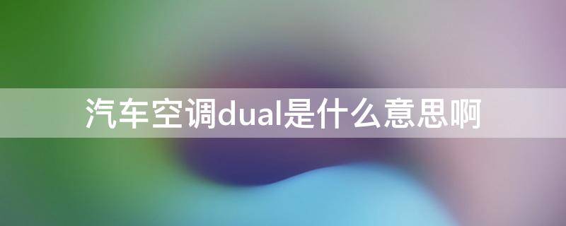 汽车空调dual是什么意思啊（汽车空调dual是什么意思车上的）