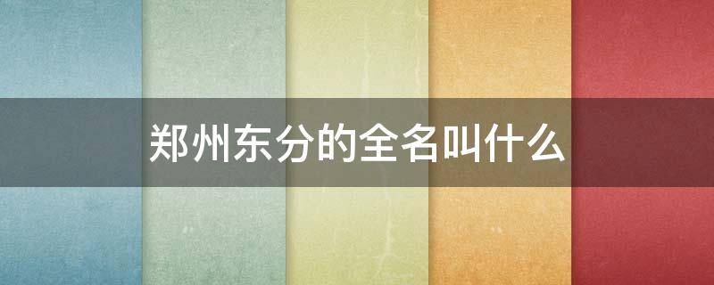 郑州东分的全名叫什么 郑州东分在哪里