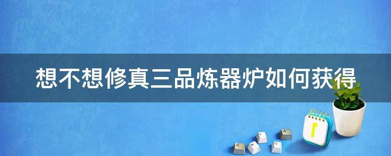 想不想修真三品炼器炉如何获得（想不想修真3品炼器炉炼4品炼丹炉）