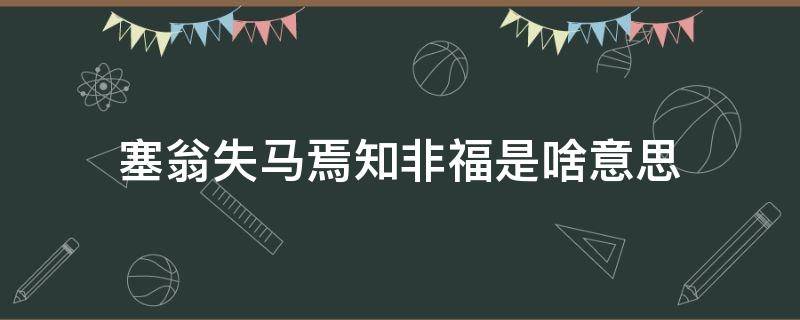 塞翁失马焉知非福是啥意思（塞翁失马焉知非福.是什么意思）