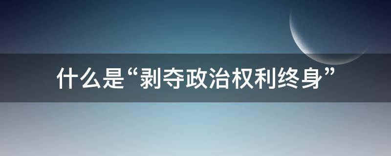 什么是“剥夺政治权利终身” 什么是剥夺政治权利终身