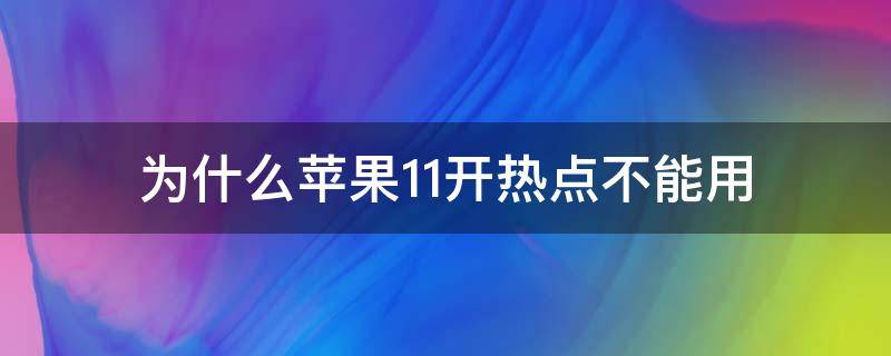 为什么苹果11开热点不能用 苹果11不能开热点吗