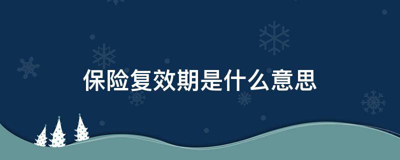 保险复效期是什么意思 保险复效期是多长时间