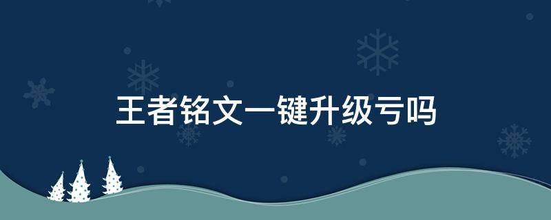 王者铭文一键升级亏吗（王者铭文一键升级划算吗）