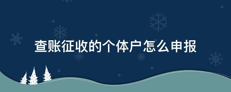 查账征收的个体户怎么申报（查账征收的个体户怎么申报个税）